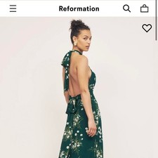 Reformation green white floral