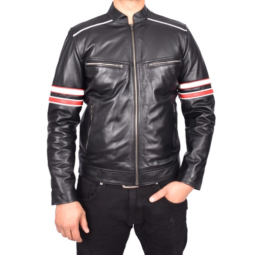 Mens real leather jacket biker - mens,