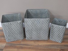 Set Of 3 Galvanised Metal Zinc