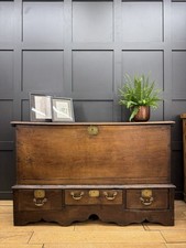 Antique Elm Oak Mule Chest Coffer – Sideboard TV Stand Storage with Drawers