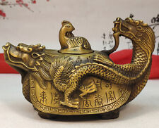 Antique Bronze Statue Carved Dragon Tortoise turtle Kangxi Teapot Pot flagon