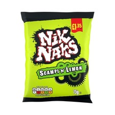 Nik Naks Scampi N Lemon Crisps 20 x 75g Green Pack Tangy Flavoured Snack