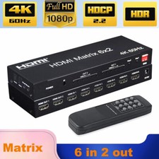 6X2 HDMI 2.0 Matrix Switch Splitter 4K 60Hz 6 in 2 Out with Audio Extractor EDID