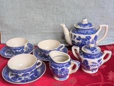 Vintage Miniature Blue Willow Pattern China Tea Set