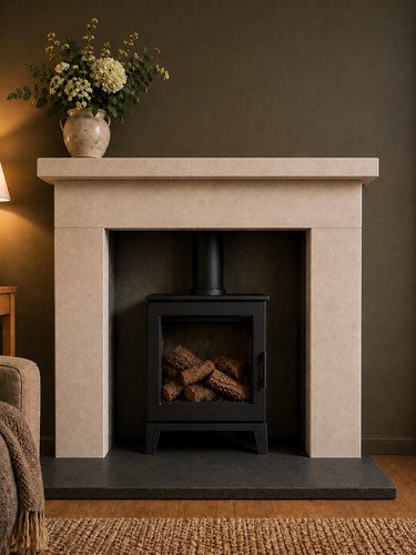 Stone fireplace bath natural - stone,