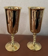 Vintage Pair Gold Plated Wine