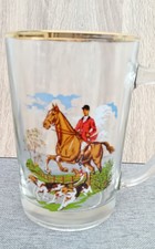 Hunting Scene Vintage Glass Beer Tankard