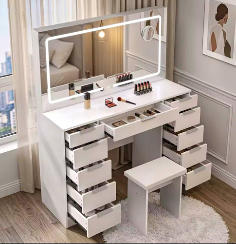 White dressing table with led - white,