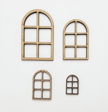 Wooden MDF Arched Window Set D Shape Embellishment Craft Therapy 20 - 200mm