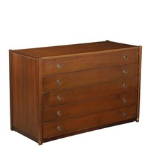 Vintage Chest of Drawers Walnut 5 Drawers Italy 1960s-1970s Original