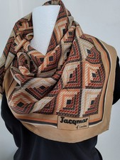 Jacqmar of London ,Vintage Pure Silk, beige,black, tan,orange . Geometric Design