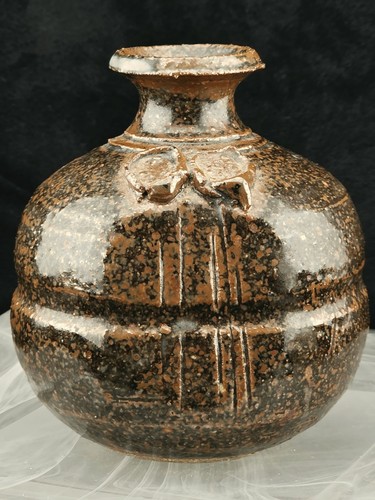 Wood fired stoneware bottle - fired,