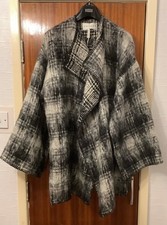 JAEGER BLACK CHECK MOHAIR/ WOOL BLEND KIMONO STYLE WRAP/JACKET SIZE L BNWOT