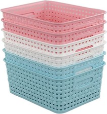 Weave Organizer Plastic Storage Baskets, 6 Pack