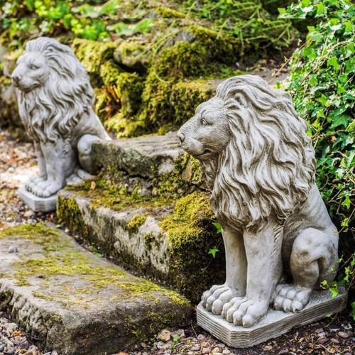 Pair sitting lions - of,