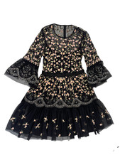 Needle & Thread Women's Black Embroidered Dress Size UK 12