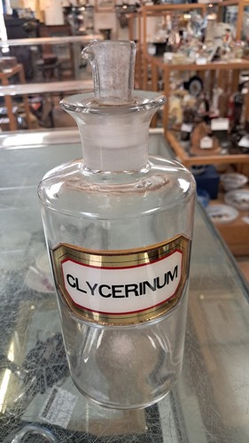 Antique clear glass lug label - antique,