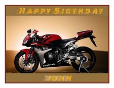 Motorbike Personalised Message A4 Edible Icing Cake Topper