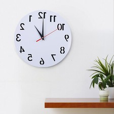 Dia 30cm Reverse Wall Clock Acrylic Backwards Modern Time Clock for Home Decor