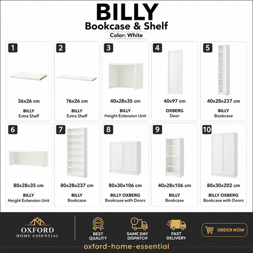 Ikea billy white shelving - 📚,