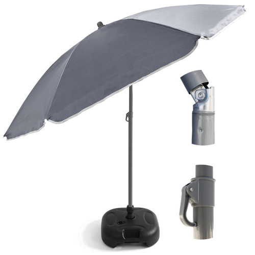 Grey parasol with base and - grey,