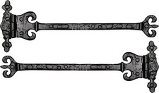 2 x Black Antique Door Hinges