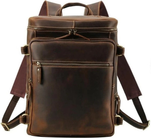 Leather 17in travel backpack - leather,
