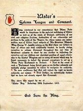 Ulster's Solemn League and Covenant A4 Size Poster, 12th of July, Orange Order.