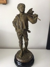 Antique French Spelter Statue Recollect signed Adolph Lavergne