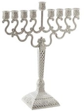 Hanukkah Menorah with 9 Branches Silver 21cm Chanukah Jewish