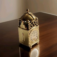 Vintage Miniature Doll's House Antique Mantle Shelf Bell Lantern Clock Brass VGC