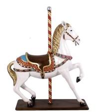 Lifesize Carousel Horse On Wooden Base