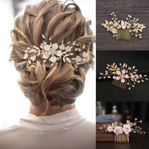 Bridal pearl flower hair - pearl,