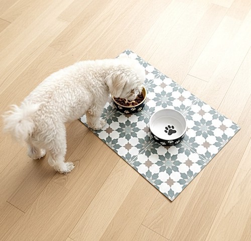 Patterned pet bowl mat - patterned, for