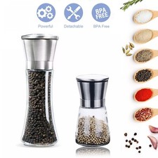Stainless Steel Salt and Pepper Grinder Manual Ceramic Mills Glass Kitchen
