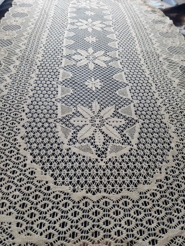 Vintage crochet table cloth - table,