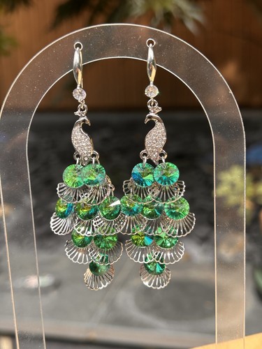 Green iridescent peacock - green,