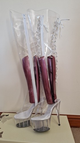 Clear transparent thigh - transparent, boots
