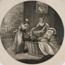 After HARDING (*1745), Falstaff in Laundry Basket, Mezzotint Romantic Fashion 1800-1849