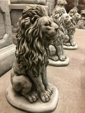 LION ORNAMENT STATUE GARDEN STONE SCULPTURE,PROUD LION ON BASE,PILLAR CAP POST 
