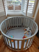 Grey Wooden Playpen Baby Fence