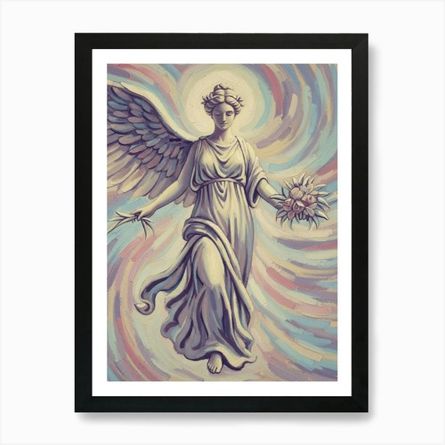 Angel holding flower art - angel, a