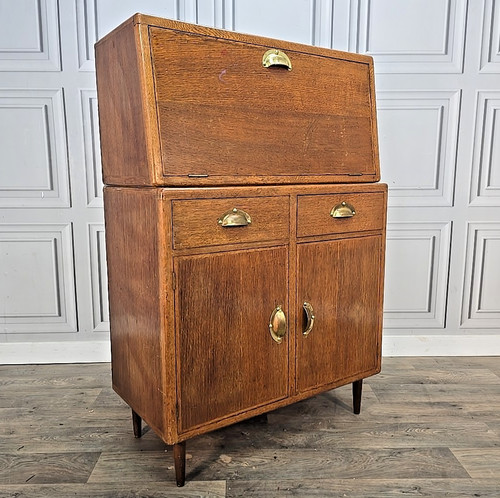 Vintage oak bureau cabinet - vintage,