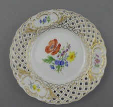 ⚔ Meissen eNP €721.00 breakthrough plate ø 15.7 cm plate flower 4 middle 1st choice