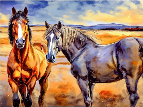 Tile mural two horses - tile,