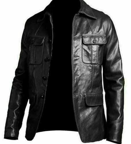 Men leather jacket - jacket, soft