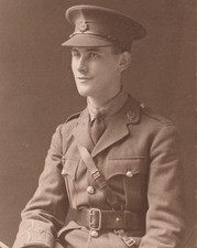 WW1 Officer Photo British Army Soldier Sam Browne Belt Mounted Portrait Named