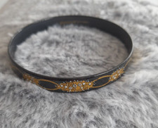Vintage Michaela Frey Enamel Bangle Black Gold White Signed