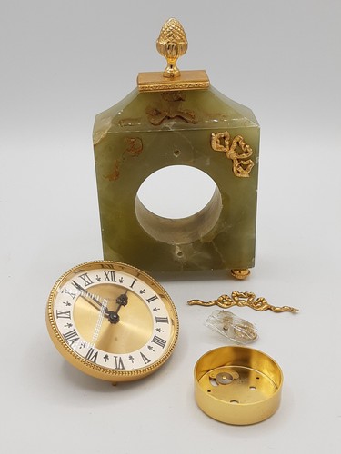 Onyx brass mantel - brass, clock
