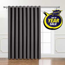 Blackout Door Curtain Thick Thermal Ready Made Eyelet Ring Top Energy Saving UK